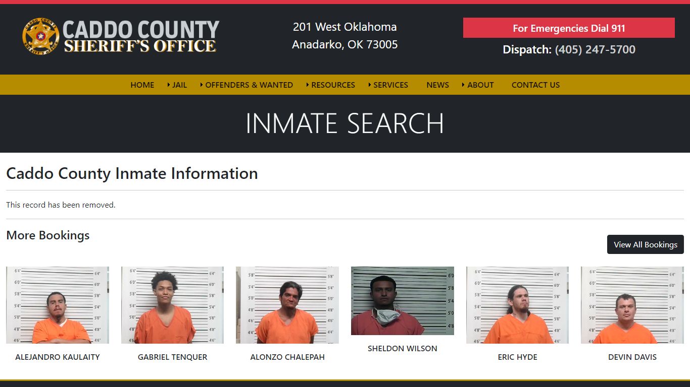 Inmate Search - Caddo County Sheriff's Office